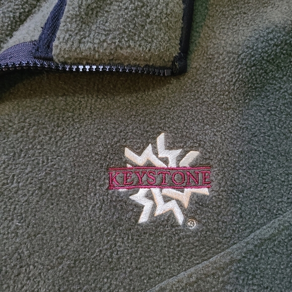 Ouray Fleece Green Keystone LOGO 1/4 Zip Pockets Fleece Pullover Mens Medium - Picture 3 of 8